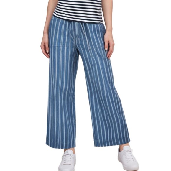 American Eagle Denim /white colored striped ankle pants with tie Size 2 - Picture 1 of 7
